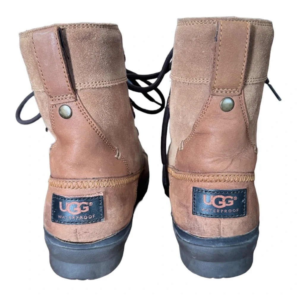 UGG Azaria Waterproof Leather Suede Ankle Boot Chestnut Women’s Size 7
